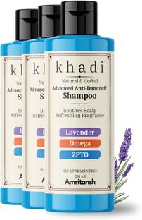 AMRITANSH Khadi Advanced Anti-Dandruff Shampoo with ZPTO, Omega & Lavender Essential Oil