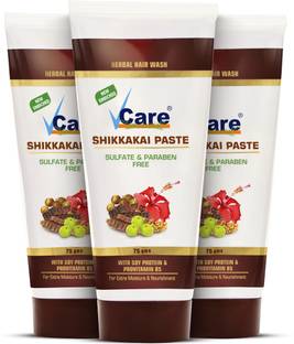 Vcare Shikakai Paste Herbal Hair Wash for Extra Moisture & Nourishment 75g (Pack of 3)