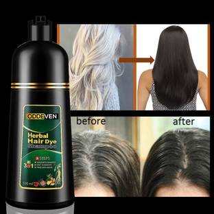 ODDEVEN Natural 3in1 Hair Dye Instant Black Hair Shampoo for Women & Men