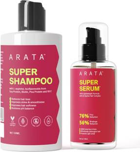 ARATA Super Shampoo & Super Serum | Reduces Frizz, Adds Shine & Smoothness | Net 400ml