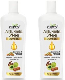 KUDOS Amla Reetha Shikakai Shampoo 500 ml Pack of 2 | An Ayurvedic Shampoo for Beautiful Volumizing Lustrous Hair