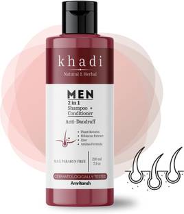 AMRITANSH Khadi MEN 2-in-1 Shampoo + Conditioner Anti-Dandruff with Keratin Zinc Hibiscus