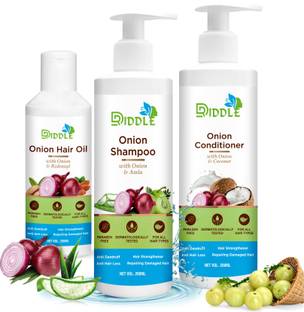 DRIDDLE Anti Hair Fall Spa Range with Onion Hair Oil + Onion shampoo + Onion Conditioner for Hair Fall Control