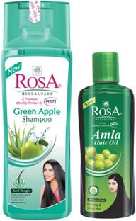 ROSA Combo Pack of Green Apple shampoo 1000ML and Amla Hair Oil 200ML