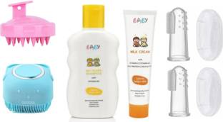 Geggsa Baby Shampoo with Cream, Soft Toothbrush, Scalp Massager and Bath Body Brush
