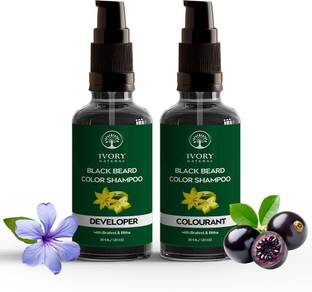Ivory Natural Beard Black Color Shampoo (30ml x 2) | Instant Black Beard | Plant-Based Dye