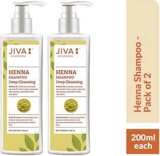 JIVA AYURVEDA Henna Shampoo - Restores Natural Colour of Hair - Prevents Greying of Hairs - 200 ml - Pack of 2
