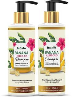 Indalo Banana Hibiscus Hair Shampoo for Dry & Frizzy Hair with Vitamin E (Pack of 2)