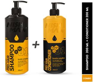 Nishman Set of Keratin Complex Correcting Care Pro-Hair Shampoo & Conditioner 200ml Each