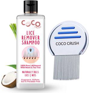 COCO CRUSH Natural Lice & Nits Killer Shampoo & Lice Comb, 100% Kids Safe Head Lice Removal