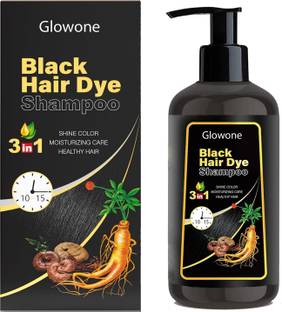 Glowone Natural 3 in 1 Hair Dye fast Instant Black Hair Shampoo for Women Girls & Men
