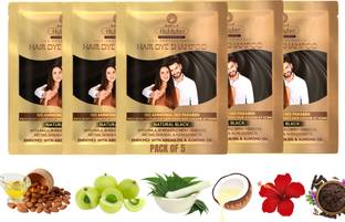 कोकिला Pack of 5 (25Ml Each) Natural Black Hair Color Shampoo Sachet for Men & Women हेयर कलर