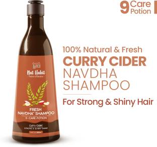 Nat Habit Navdha Natural Shampoo For Women & Men, Strong and Shiny Hair with Curry Cider