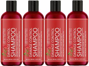 house of common 100% Organics Extracts Damage Control Shampoo | Strong, Shiny (100ml) Pack of 4
