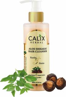 calix Herbal Ayurvedic & Organic Aloe Shikakai Hair Cleanser Shampoo For Dry & Frizzy Hair, Controls Hairfall, Strengthens Hair Roots, Hair Growth & Full Hair Care For Men/Women All Hair Types