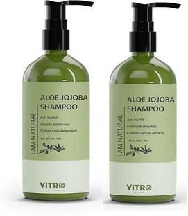 Vitro Naturals Aloe Jojoba Shampoo|For Anti hairfall|Soft and shiny hair|Paraben Free|250 mlx2