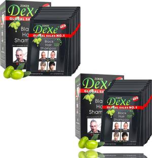 ZOKER Dexe black hair colour shampoo for men & women, natural black (20 sachets*25ml )