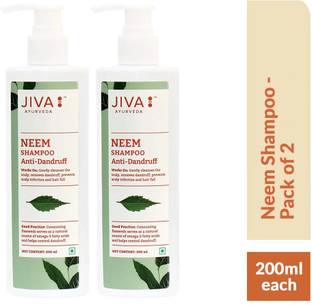 JIVA Neem Shampoo - Ayurvedic Anti-Dandruff Formula - 200 ml - Pack of 2