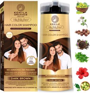 KOKILA Hair color shampoo 400Ml Dark Brown for Men & Women, No Ammonia - No Paraben