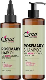 Qraa Pure Rosemary Hair Oil&Shampoo Combo for Hair Growth,Hair Fall Control|Pack of 2