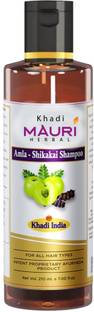 Khadi Mauri Herbal Amla Shikakai Shampoo - Strengthens Roots & Hair Follicles, Repairs Damage & Fights Hairfall - Enriched with Natural Ingredients - 210 ML