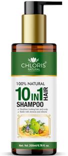 Chloris Natural 10 in 1 Natural Hair Shampoo for Anti Hair Fall & Hair Regrowth No SLS Paraben