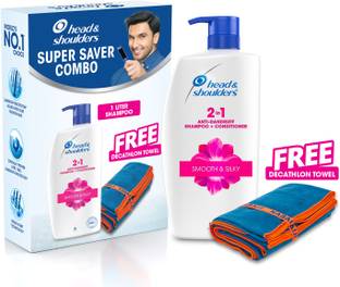 HEAD & SHOULDERS 2in1 Shampoo&Conditioner+COMPLIMENTARY Decathlon Towel,Silky& Dandruff Free Hair
