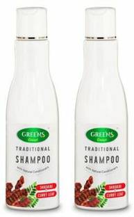 GREENS CONCEPT Traditional Shikakai & Curry Leaf Shampoo - Hair Fall Control 200ml (Pack of 2)