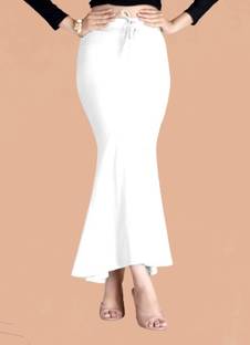 SCUBE DESIGNS Fishcut Saree Shapewear White (XL) Lycra Blend Petticoat