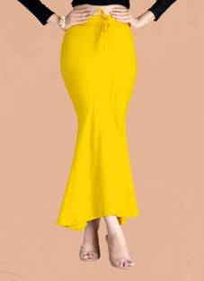 SCUBE DESIGNS Fishcut Saree Shapewear Lemon Yellow (M) Lycra Blend Petticoat