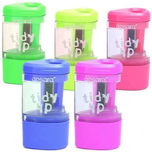 Sannu Apsara Tidy-Up Sharpener with Eraser for Kids (Set of 5, Multicolor) Singal pencil Sharpener
