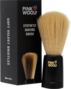 Pink Woolf Soft Bristles  for Men | Engineered Black Plastic Handle | Vegan Friendly Shave Brush | 22mm Knot |"Velvet" Soft Feel for Wet Shaving Shaving Brush