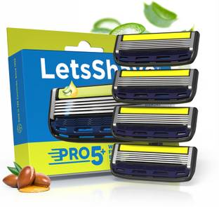 LetsShave Pro 5 Plus Shaving Razor Blade for Men Pack of 4 Refills