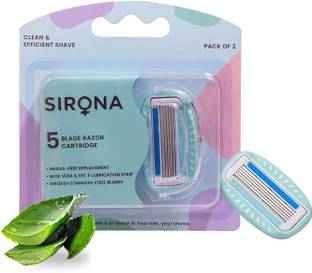 SIRONA Hair Removal Reusable Razor Cartridges/Blades with Aloe Vera Strip