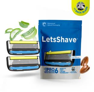 LetsShave Pro Head Shaving Razor Blades for Men, World's 1st 6-Blade Compact Head Shaver