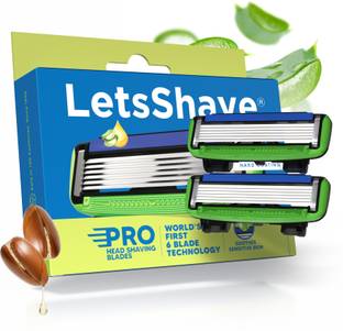 LetsShave Pro Head Shaving Razor Blades for Men, World's 1st 6-Blade Compact Head Shaver