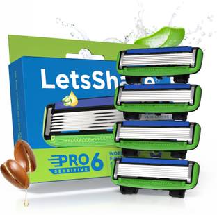 LetsShave Pro 6 Sensitive Refills/Cartridges (Pack of 4)