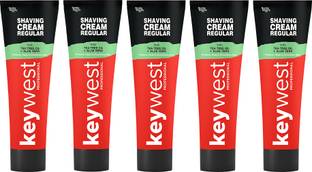 Keywest Regular Shaving Cream 125g for Men All Skin Types, With Aloe Vera Pack of 5