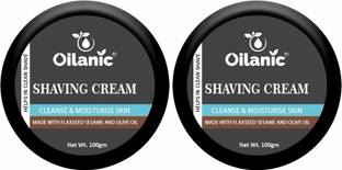 Oilanic Natural Shaving Cream For Men with Shea Butter Combo Pack of 2 Box of 100g(200g