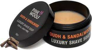 Pink Woolf Luxury Shaving Soap - Oudh & Sandalwood - Creates Moisturizing Lather