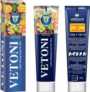 VETONI Shaving Cream with Fruity Punch| With Vitamin-E, Fresh Scent |(125g) Pack of 6