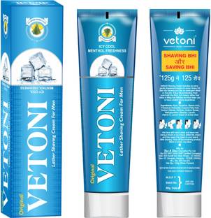 VETONI Shaving Cream Icy Cool MentholFreshness|Comfortable Shave(125g) Pack of 4