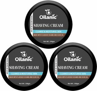 Oilanic Natural Shaving Cream For Men with Shea Butter Combo Pack of 3 Box of 100g(300g