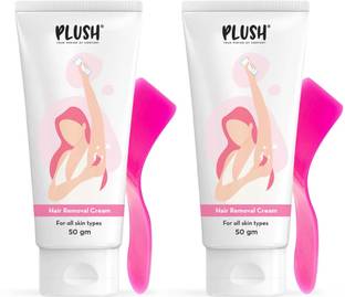 PLUSH Hair Removal Cream with Spatula |Enriched with Jojoba Oil, Aloe vera & Honey