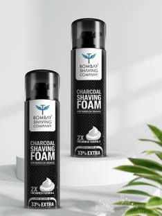 BOMBAY SHAVING COMPANY Activated Charcoal Shaving Foam with Moroccan Argan Oil, 2X Creamier for Superior Glide and Protection, 2 x 266 ml (33% Extra, Value Pack of 2)