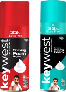 Keywest Professional Shaving Foam Regular & Sensitive 400 ml each