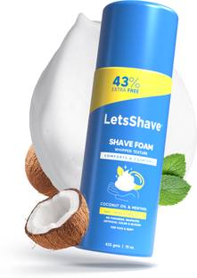 LetsShave Sensitive Shave Foam, Menthol | Coconut Oil, Alcohol Free Shaving Foam