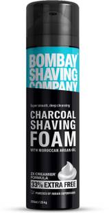BOMBAY SHAVING COMPANY Charcoal Shaving Foam with Activated Charcoal & Moroccan Argan Oil - Creamier Formula (266 ml - 33% extra) | Made in India