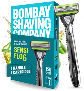 BOMBAY SHAVING COMPANY Sensi Flo6 | 6 Blade Sensitive Razor for Men with Beard Shaper, Men