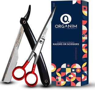 Organim care products barber razor with hair cutting scissor for barber combo pack of 2, Men & Women